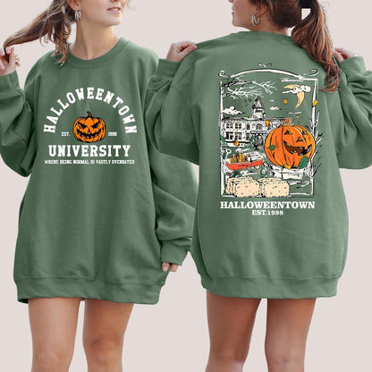 Halloweentown Est 1998 Back and Front Sweatshirt, Retro Halloween Town Crewneck Sweater, Halloweentown University Halloween Fall Sweatshirt