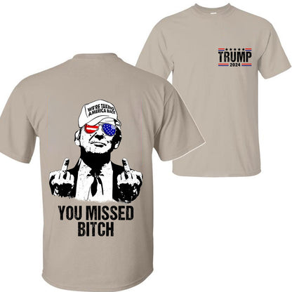 Trumpp You Missed Unisex 2 Sides T-Shirt, Truumpp Assassination Sweatshirt and Hoodie, Midle Fingers Truump Shirt, Never Surrender Shirt for Men, Women