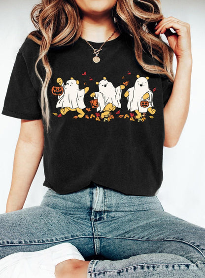 Retro Pooh Ghost Halloween Shirt, Winnie The Pooh Halloween Shirt, Spooky Season Shirt, Pooh Shirt, Cute Fall Shirt, Halloween Women's Shirt