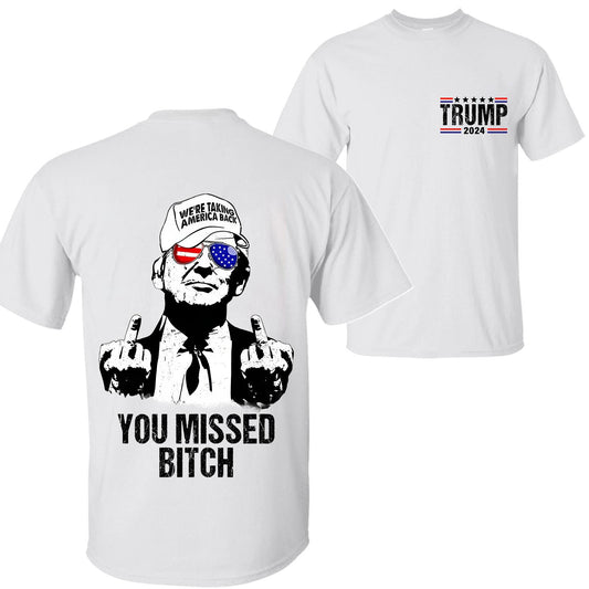 Trumpp You Missed Unisex 2 Sides T-Shirt, Truumpp Assassination Sweatshirt and Hoodie, Midle Fingers Truump Shirt, Never Surrender Shirt for Men, Women