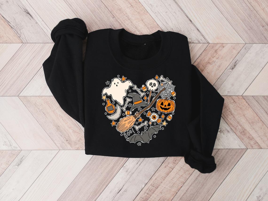 Halloween Doodles Hearth Shirt Gift For Halloween Moms, Cute Halloween Tshirt, Halloween Sweatshirt, Pumpkin Sweatshirt, Halloween Witch Tee