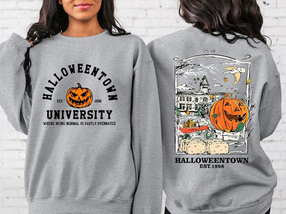 Halloweentown Est 1998 Back and Front Sweatshirt, Retro Halloween Town Crewneck Sweater, Halloweentown University Halloween Fall Sweatshirt