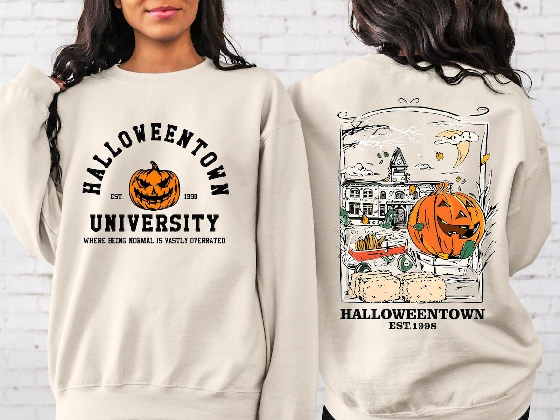 Halloweentown Est 1998 Back and Front Sweatshirt, Retro Halloween Town Crewneck Sweater, Halloweentown University Halloween Fall Sweatshirt